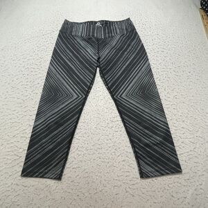 PrAna Roxanne Capri Leggings Women's Medium Striped Athletic Pants Gray Stretch